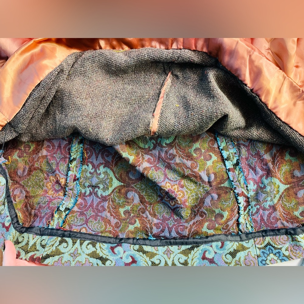 True Vintage 60s Tapestry Penny Lane Coat  Union Made Jacket Real Mink Fur - Picture 9 of 16